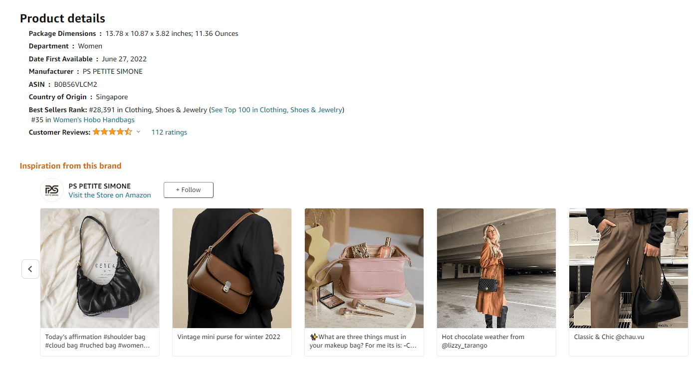 Shopping events bring about many benefits. Petite Simone's Freya bag ranked #35 in the women’s hobo handbag category on Amazon following their Black Friday sale in 2022.