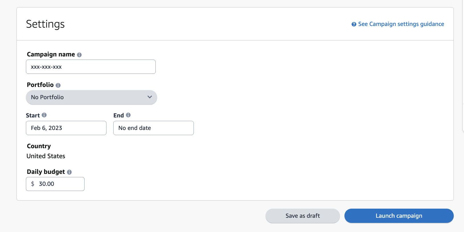 Amazon Ad Campaigns settings, targeting different groups of keywords