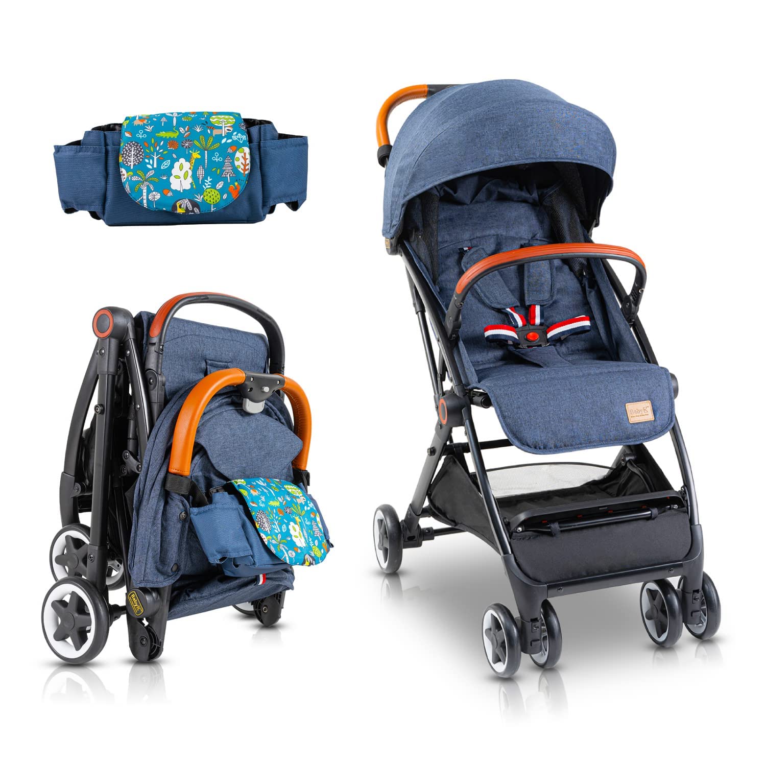 Baby K's blue baby stroller