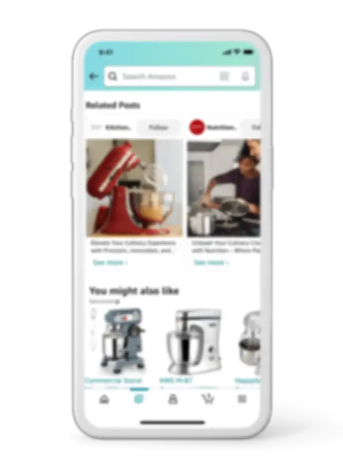 Posts detail page example. This Post appears in a carousel users can scroll left and right. This example features an images, a logo, a descriptions and a see more button users can tap on.