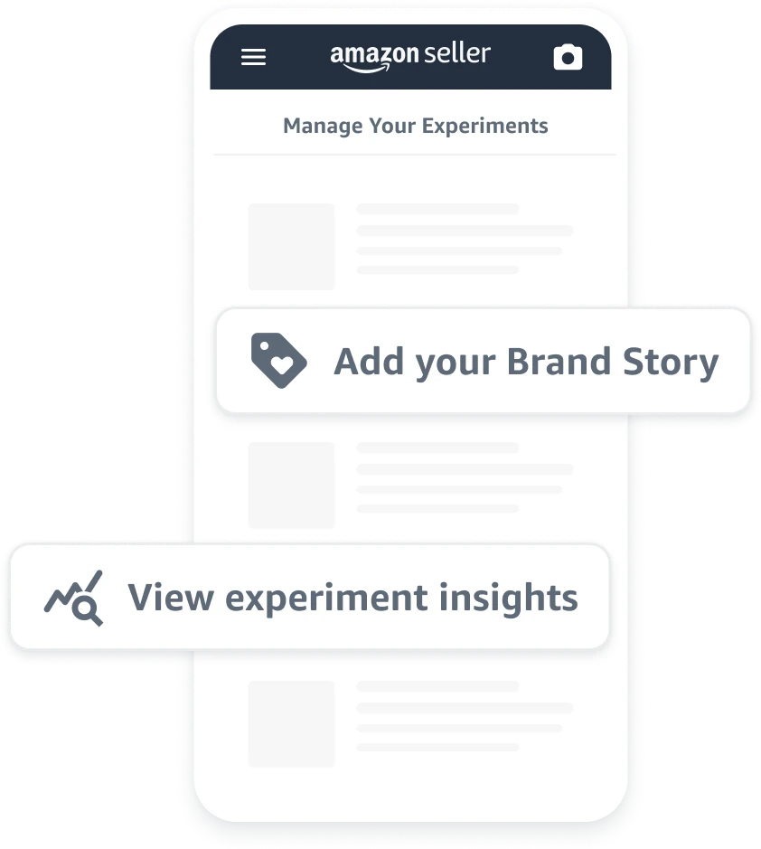Lofi illustration of manage your experiments on a mobile device with insights and improvement feature callouts