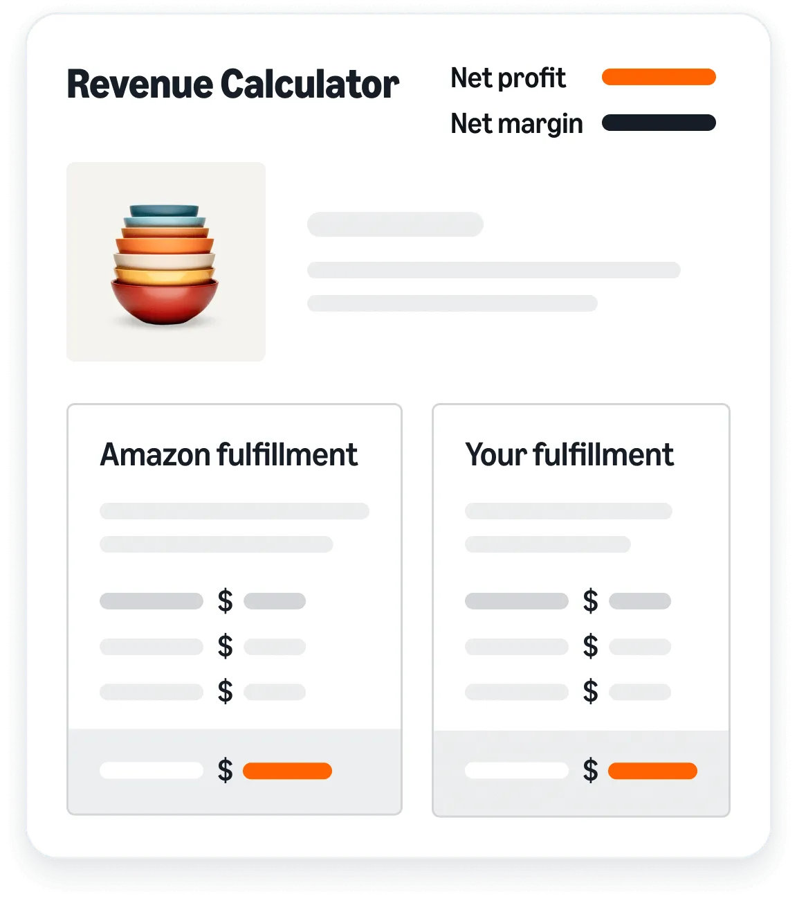 UI visualization of the Amazon revenue calculator