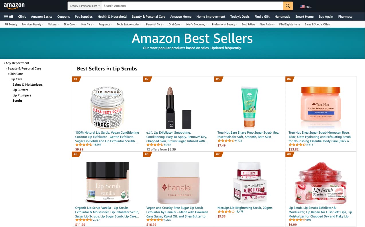 ranking of amazon best sellers