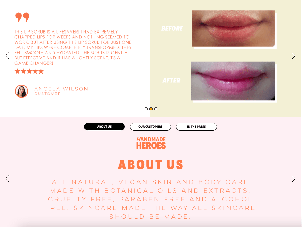 customer reviews and brand story