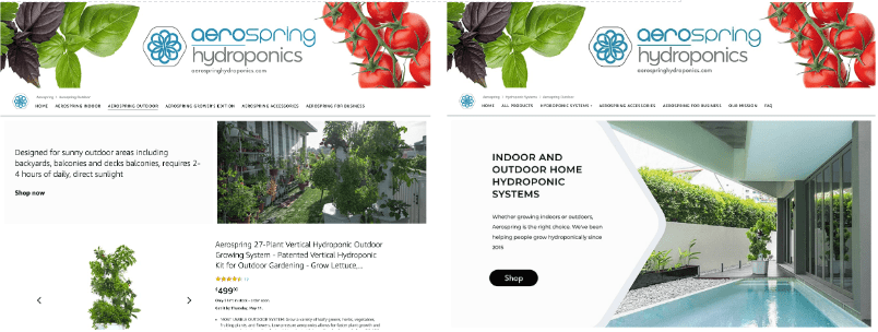 A+ content on Amazon - before and after cluttered vs optimized storefront from Aerospring