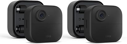 Blink Outdoor 4 (newest model) + Battery Extension Pack — Four-year battery wireless smart security camera, two-way audio, HD live view, enhanced motion detection — 2 camera system