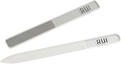 Rui Smiths CarbonConscious Glass Nail File & Nano Glass Buffer Set for Shiny Manicure Grooming - Reusable, Comes with Prot...