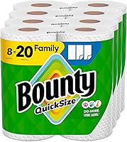 Bounty Quick Size Paper Towels, White, 8 Family Rolls = 20 Regular Rolls (Packaging May Vary)