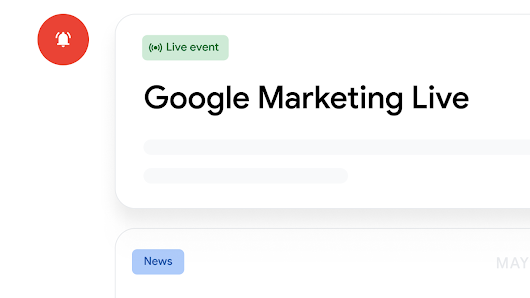 Ui of a recommended live event and a news announcement with an alert icon.